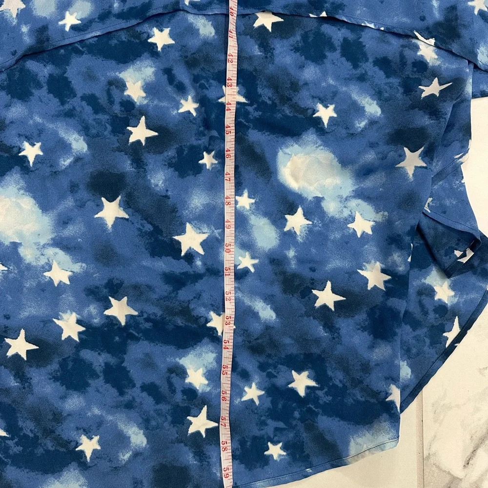 NWOT Women’s Buddy Love Blue & White Stars Hi lo Sleeveless Maxi Dress Size M/L - Picture 7 of 8